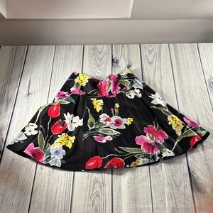 American Living Black Floral Mini Skirt Size 8 100% Cotton
